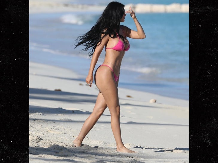 Kylie Jenner in a pink bikini in Turks and Caicos