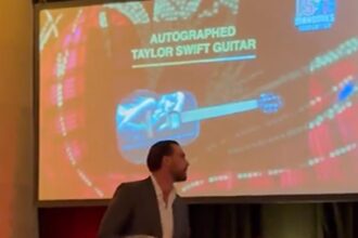 Travis Kelce Lightens the Mood with Taylor Swift Guitar Quip at Mahomes Charity Fundraiser
