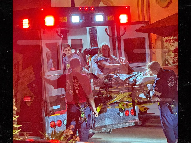 Sonja Morgan on a stretcher
