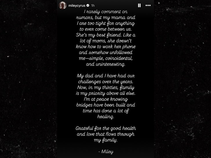 Miley Cyrus Tish Billy Ray Cyrus post Instagram sub