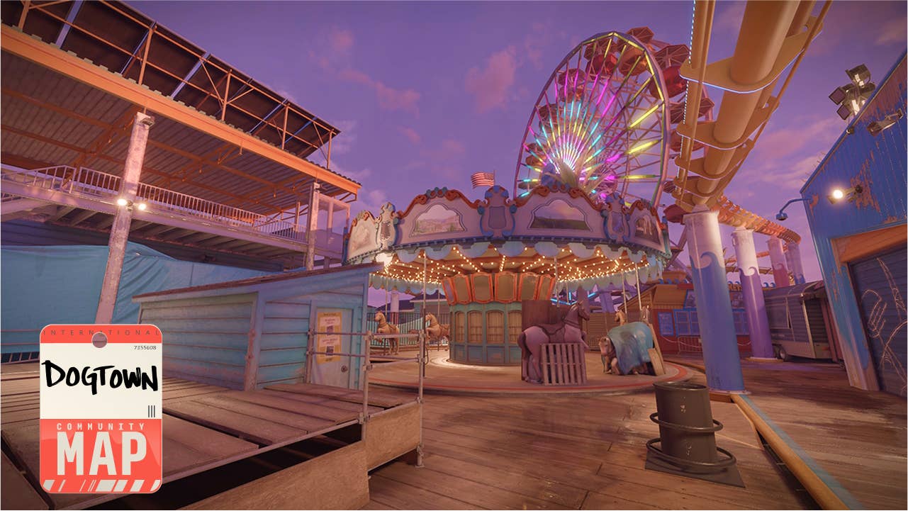 Counter-Strike 2 - Dogtown map showcasing a thrilling funfair attraction.