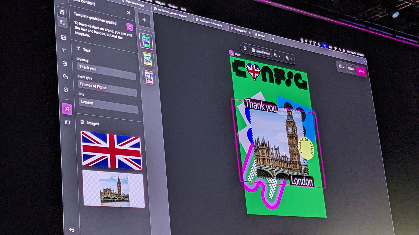 Figma Buzz demonstration during Config London