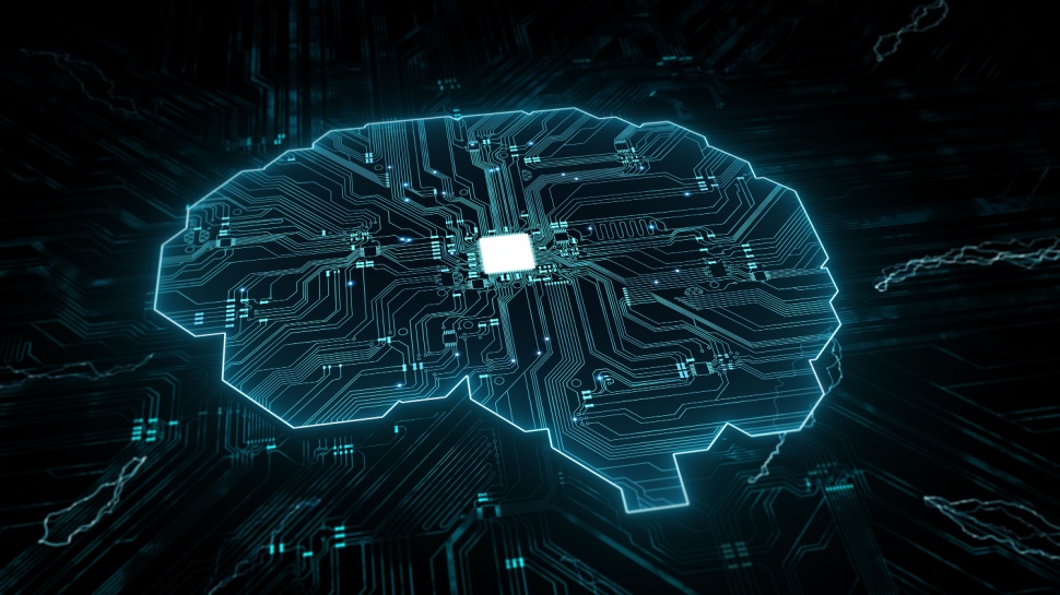 A digital image of a brain in 2D to denote GenAI.