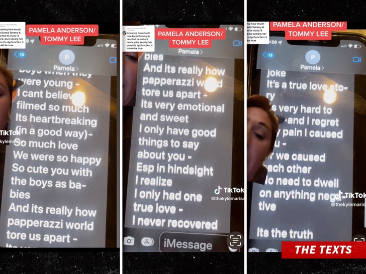 Pamela Anderson texting Tommy Lee