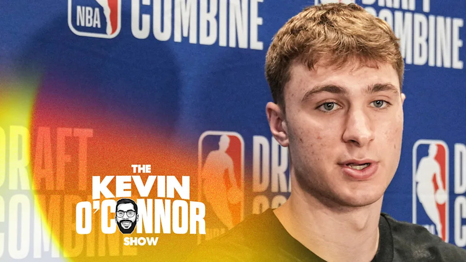 Cooper Flagg interacts with the media at the 2025 NBA Draft Combine in Chicago on May 14, 2025. (AP Photo/Nam Y. Huh)