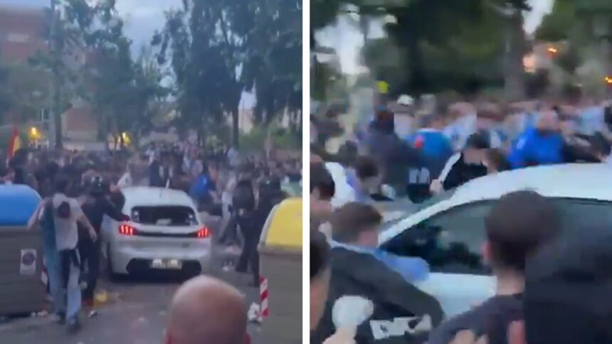 Fan Chaos: Dramatic Footage Emerges as Car Crashes into Crowd After Soccer Match